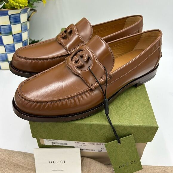 Men’s Gucci interlocking GG leather loafers size 11.5 made in Italy - Picture 5 of 10